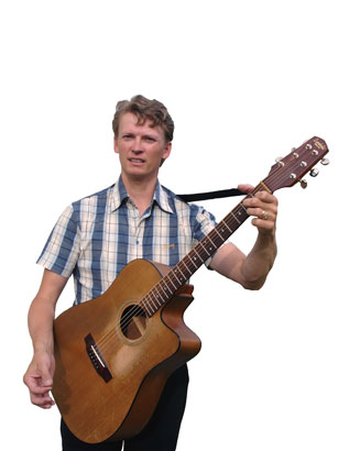 Community singing accompaniment with acoustic guitar